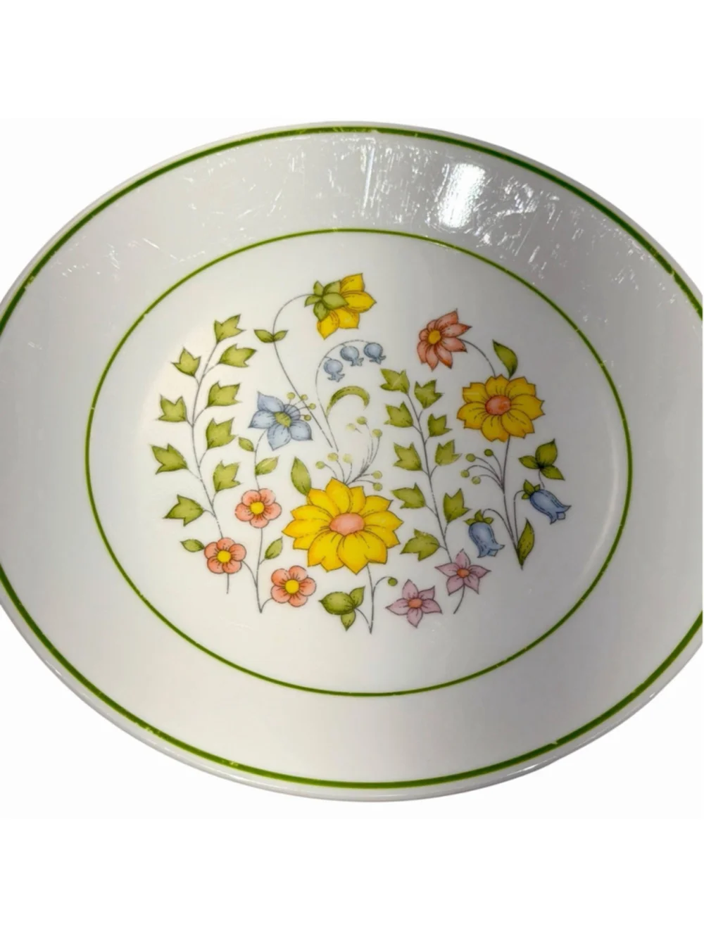 Corelle Spring Meadow Wild Flowers Salad Plate 8.5” Green Floral Vintage USA